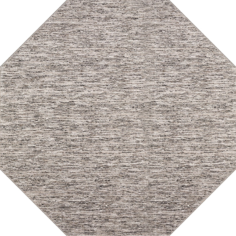 Homeroots 10' Beige And Black Octagon Wool Hand Loomed Area Rug  Wool 493219