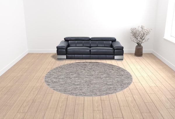 Homeroots 10' Black Round Wool Hand Loomed Handmade Area Rug  Wool 493220