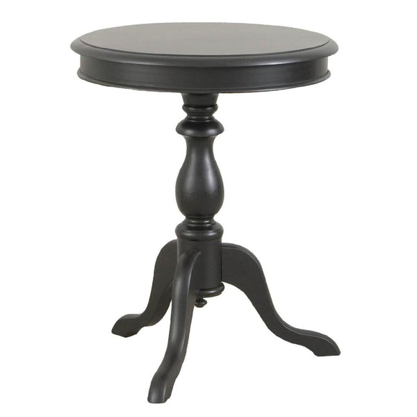 HomeRoots 25" Black Round End Table - Vintage Farmhouse Charm with Distressed Finish for Modern Spaces 493222