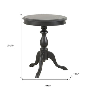 HomeRoots 25" Black Round End Table - Vintage Farmhouse Charm with Distressed Finish for Modern Spaces 493222