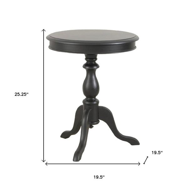 HomeRoots 25" Black Round End Table - Vintage Farmhouse Charm with Distressed Finish for Modern Spaces 493222