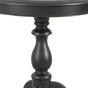 HomeRoots 25" Black Round End Table - Vintage Farmhouse Charm with Distressed Finish for Modern Spaces 493222