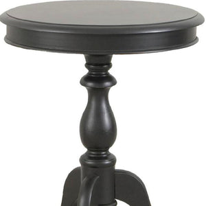 HomeRoots 25" Black Round End Table - Vintage Farmhouse Charm with Distressed Finish for Modern Spaces 493222