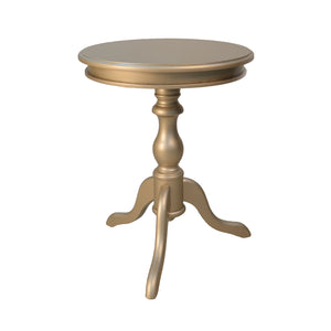 Homeroots 25" Champagne Wood Round End Table   493224
