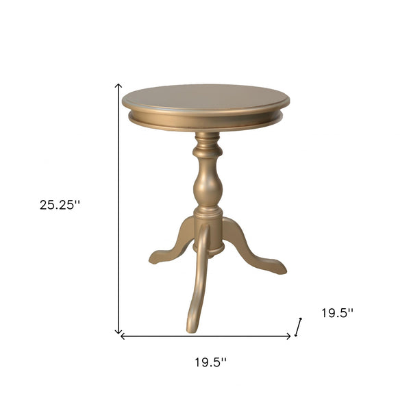 Homeroots 25" Champagne Wood Round End Table   493224