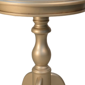 Homeroots 25" Champagne Wood Round End Table   493224