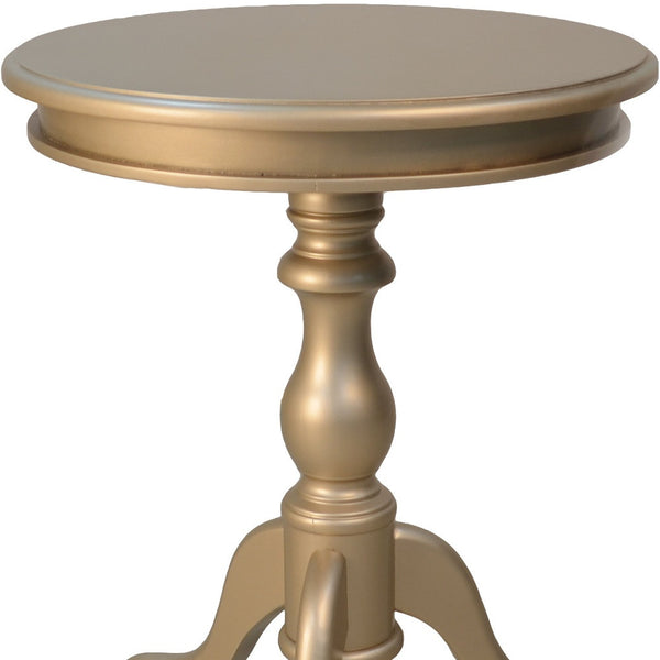 Homeroots 25" Champagne Wood Round End Table   493224