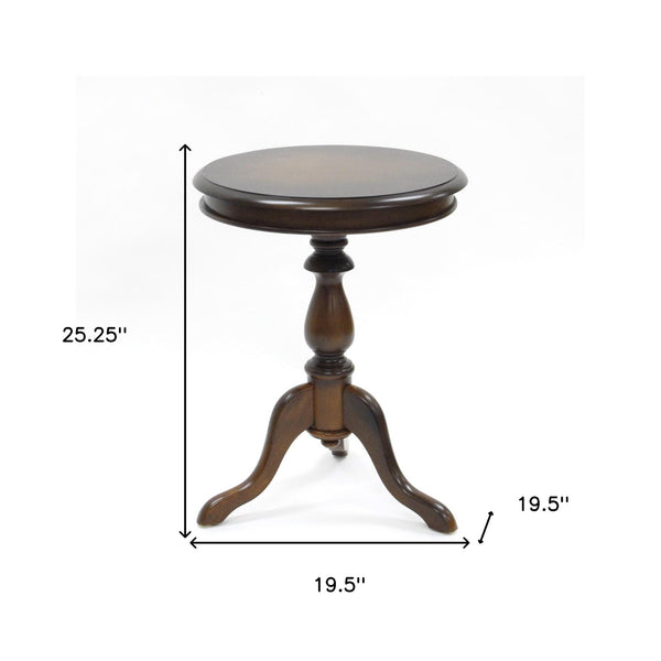 Homeroots 25" Dark Brown Manufactured Wood Round End Table   493225
