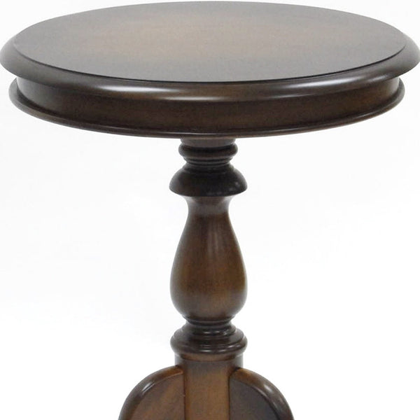Homeroots 25" Dark Brown Manufactured Wood Round End Table   493225