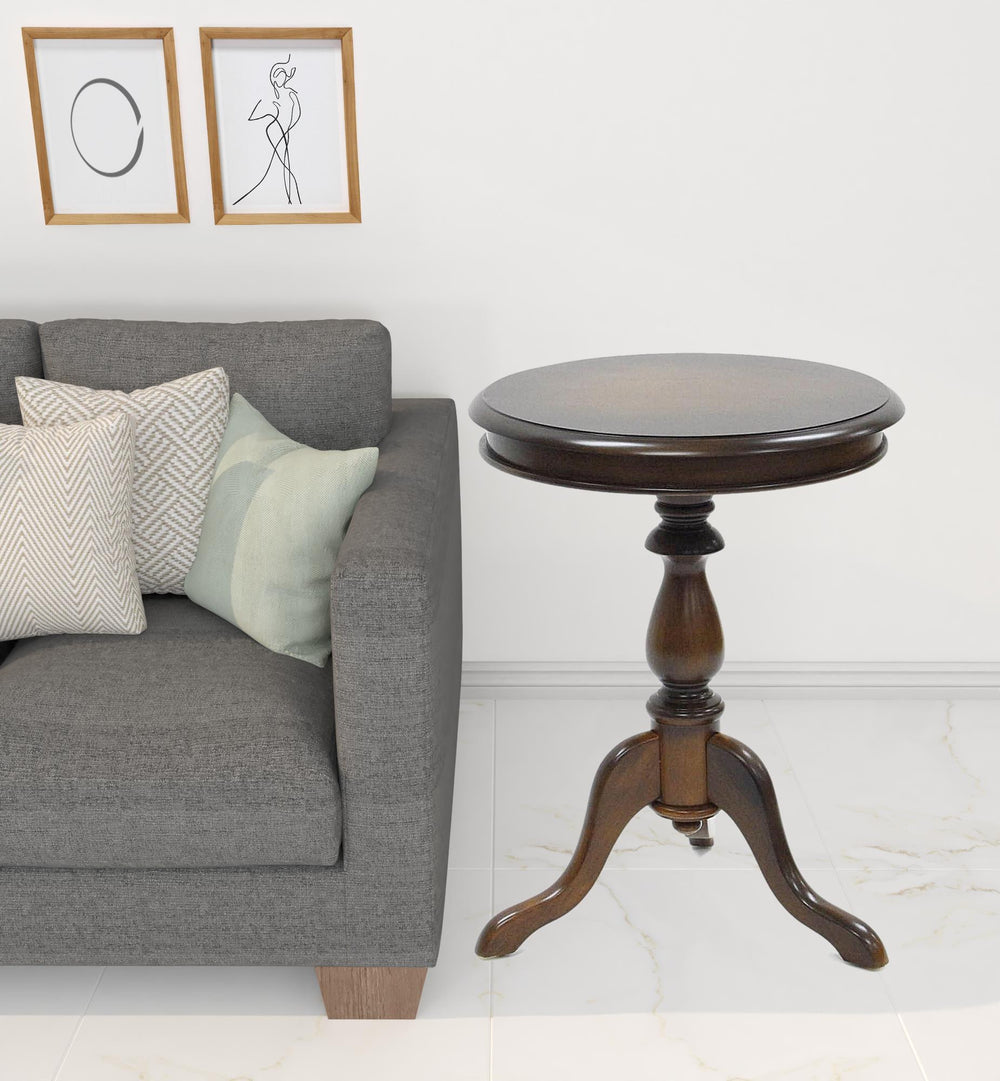 Homeroots 25" Dark Brown Manufactured Wood Round End Table   493225