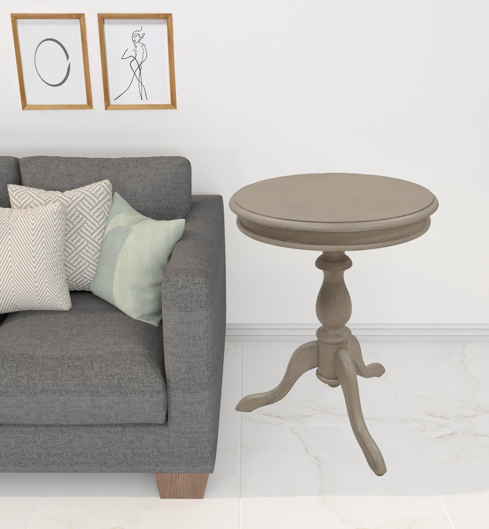 Homeroots 25" Taupe Gray Manufactured Wood Round End Table   493226