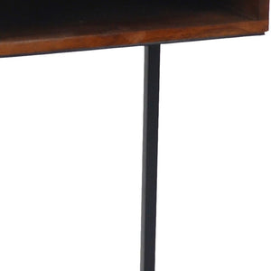 HomeRoots 24" Elegant Gold and Natural Solid Wood Square End Table - Chic Modern Design for Any Space 493227