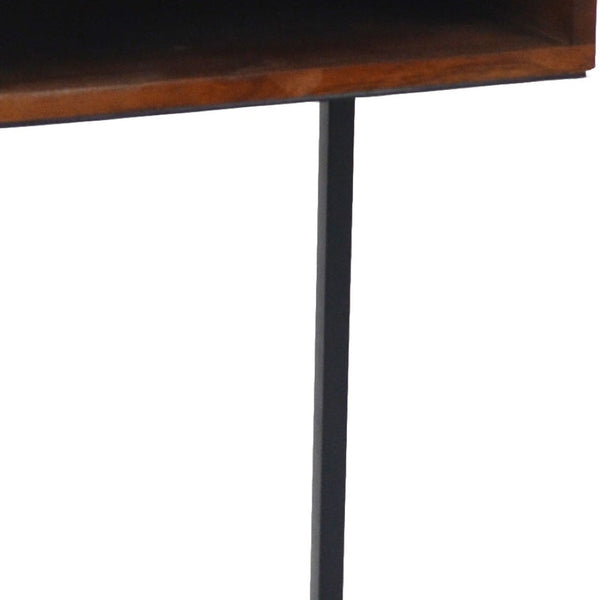 HomeRoots 24" Elegant Gold and Natural Solid Wood Square End Table - Chic Modern Design for Any Space 493227