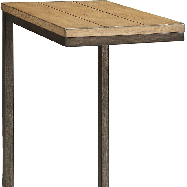 Homeroots 25" Black And Oak Solid Wood Rectangular End Table   493228