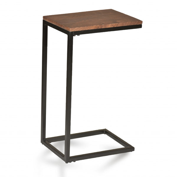 Homeroots 25" Black And Chestnut Solid Wood Rectangular End Table   493229