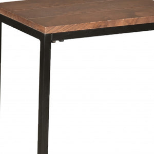Homeroots 25" Black And Chestnut Solid Wood Rectangular End Table   493229