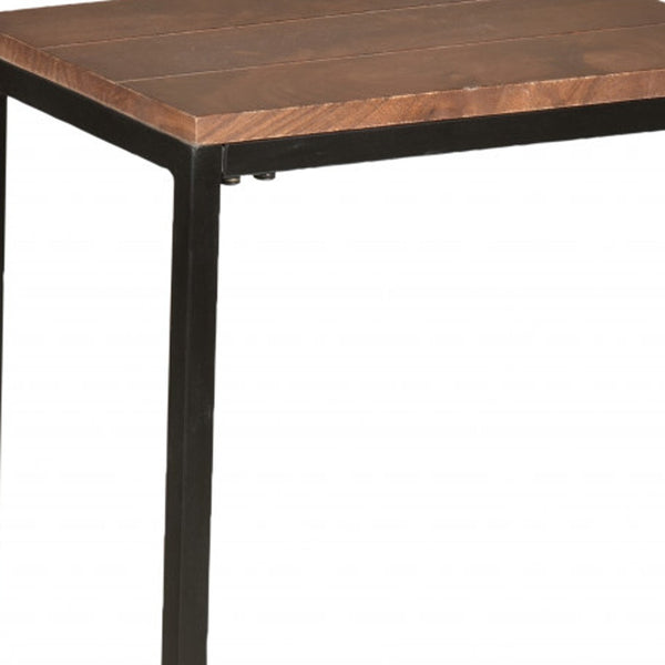 Homeroots 25" Black And Chestnut Solid Wood Rectangular End Table   493229