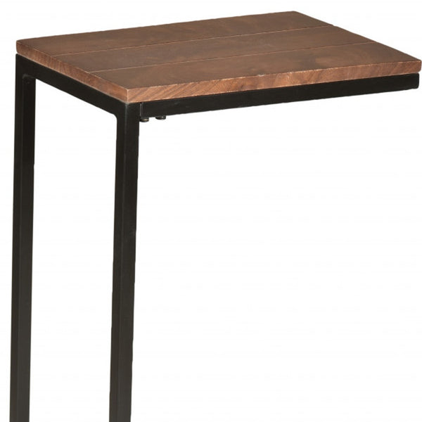 Homeroots 25" Black And Chestnut Solid Wood Rectangular End Table   493229