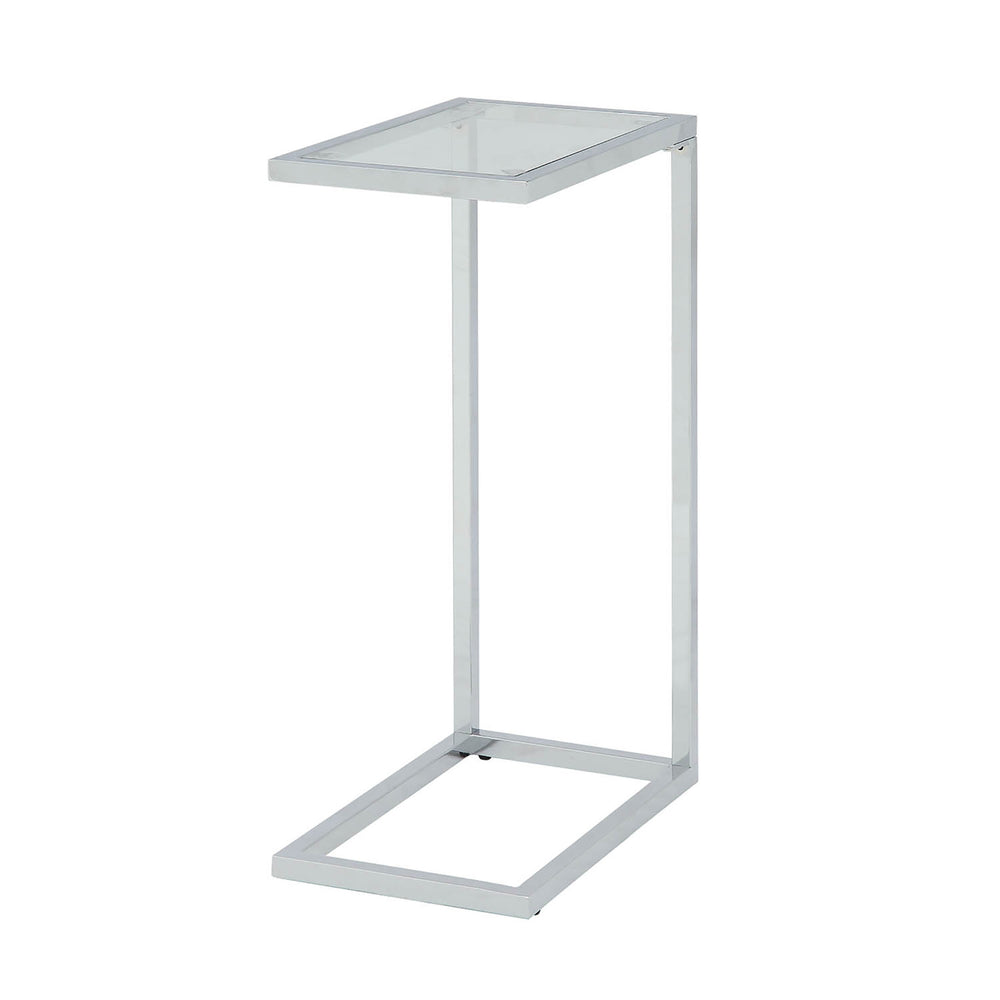 Homeroots 26" White And Clear Glass End Table   493230
