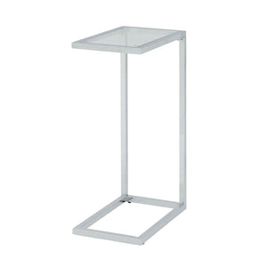 Homeroots 26" White And Clear Glass End Table   493230