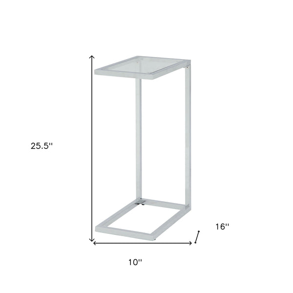 Homeroots 26" White And Clear Glass End Table   493230