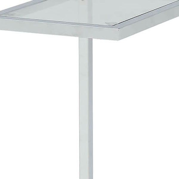 Homeroots 26" White And Clear Glass End Table   493230