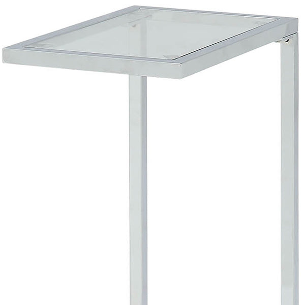 Homeroots 26" White And Clear Glass End Table   493230