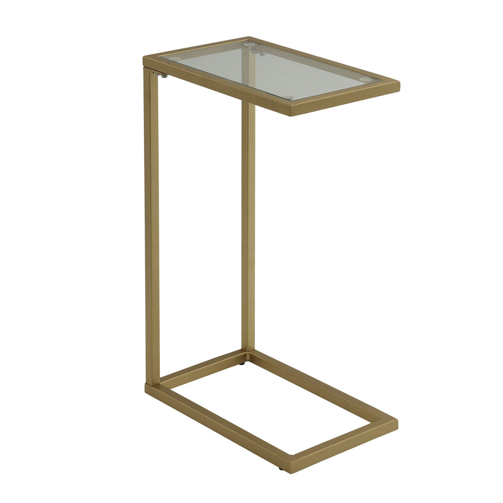 Homeroots 26" Gold And Clear Glass Rectangular End Table   493232