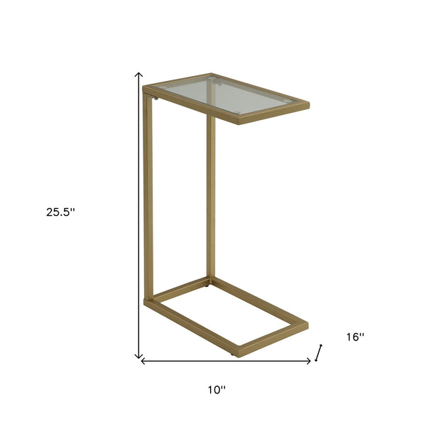 Homeroots 26" Gold And Clear Glass Rectangular End Table   493232