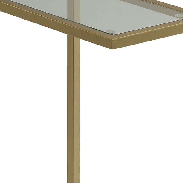 Homeroots 26" Gold And Clear Glass Rectangular End Table   493232