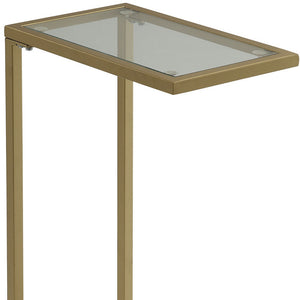 Homeroots 26" Gold And Clear Glass Rectangular End Table   493232