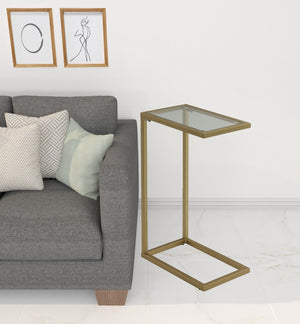 Homeroots 26" Gold And Clear Glass Rectangular End Table   493232