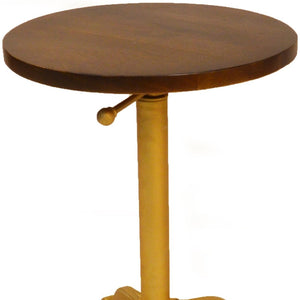 HomeRoots 22" Gold and Elm Round End Table - Elegant Solid Wood Nightstand with Versatile Functionality & Style 493233
