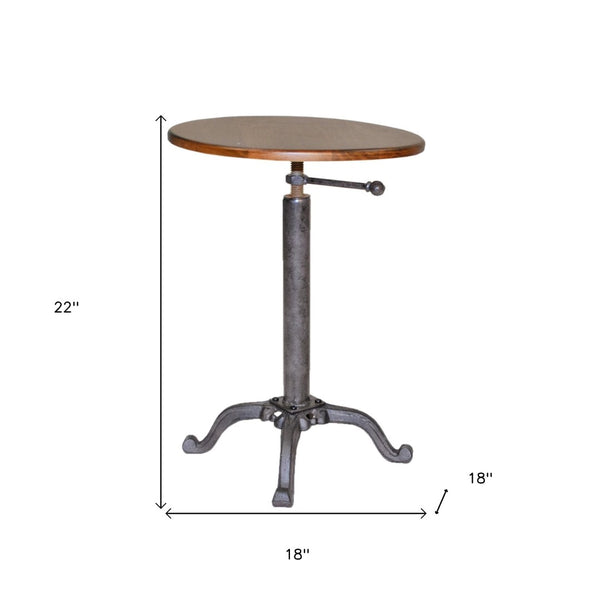 HomeRoots 22" Solid Wood Round End Table – Industrial Chestnut Design, Compact Style for Small Spaces 493234