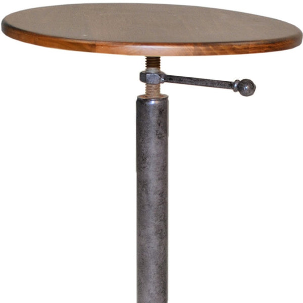 HomeRoots 22" Solid Wood Round End Table – Industrial Chestnut Design, Compact Style for Small Spaces 493234