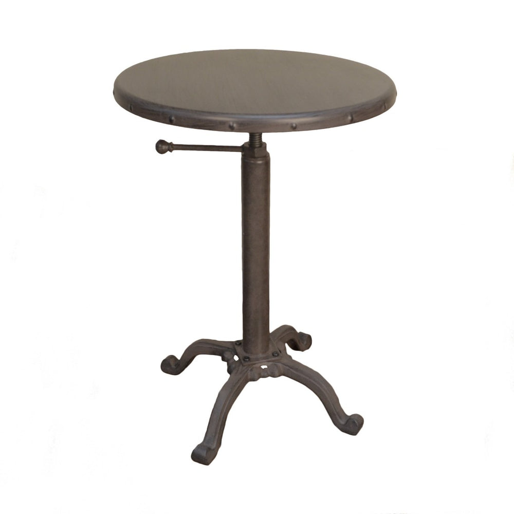 HomeRoots 22" Industrial Round End Table - Sturdy Gunmetal Iron with Riveted Details, Perfect for Small Spaces 493235