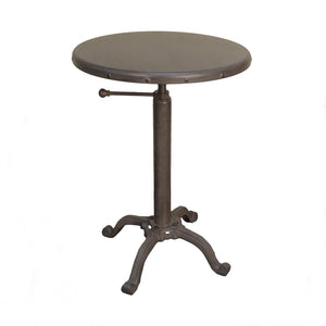 HomeRoots 22" Industrial Round End Table - Sturdy Gunmetal Iron with Riveted Details, Perfect for Small Spaces 493235