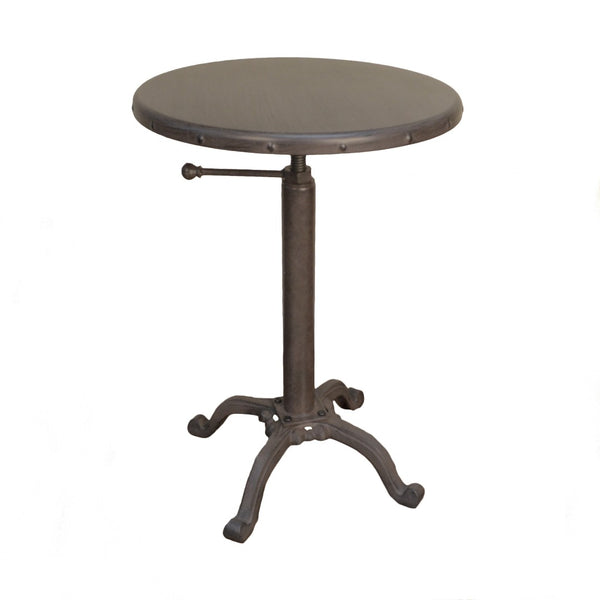 HomeRoots 22" Industrial Round End Table - Sturdy Gunmetal Iron with Riveted Details, Perfect for Small Spaces 493235