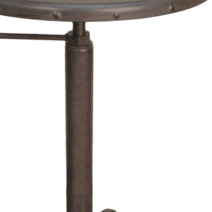 HomeRoots 22" Industrial Round End Table - Sturdy Gunmetal Iron with Riveted Details, Perfect for Small Spaces 493235