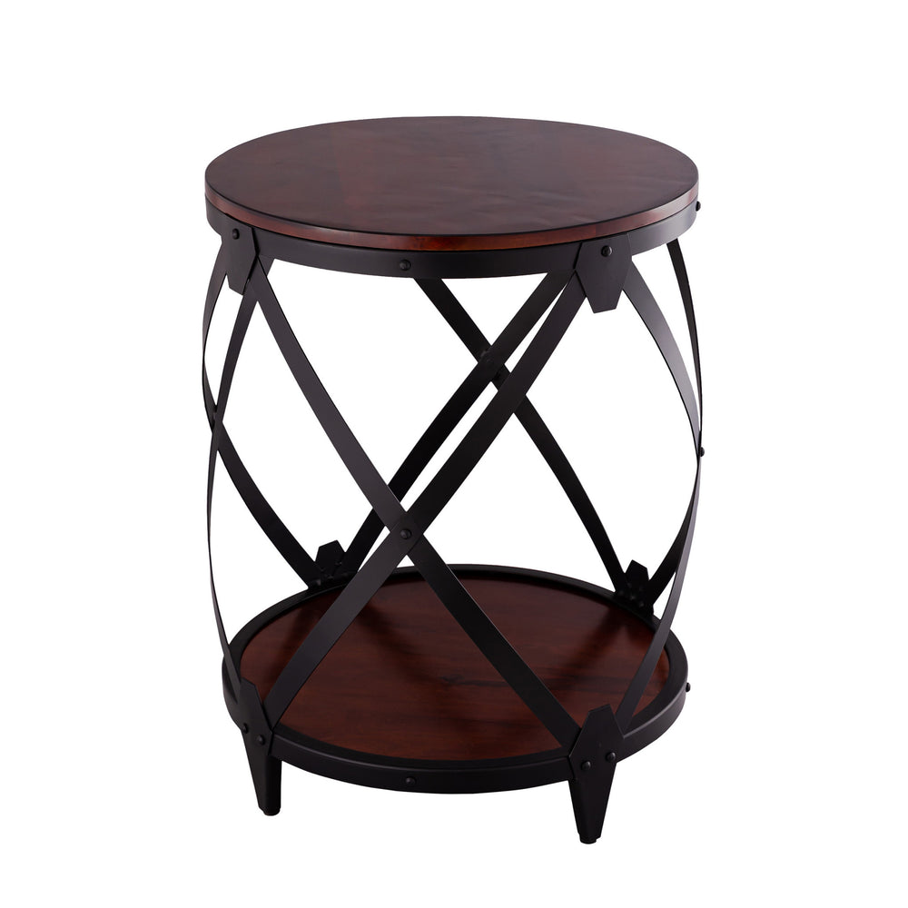 Homeroots 26" Black And Chestnut Solid Wood Round End Table   493236