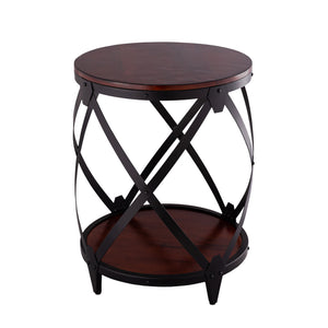 Homeroots 26" Black And Chestnut Solid Wood Round End Table   493236