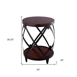 Homeroots 26" Black And Chestnut Solid Wood Round End Table   493236