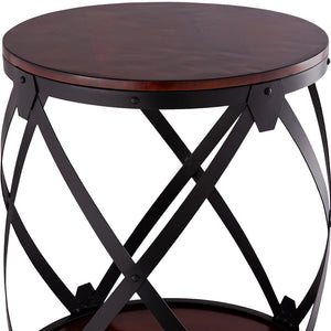 Homeroots 26" Black And Chestnut Solid Wood Round End Table   493236
