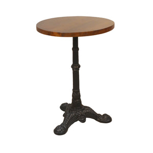 Homeroots 28" Black And Wood Brown Solid Wood And Iron Round End Table   493237