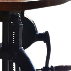 Homeroots 19" Black And Chestnut Solid Wood And Iron Height Adjustable Round End Table   493238