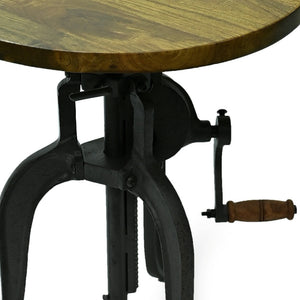 Homeroots 19" Industrial And Oak Solid Wood Round End Table   493240