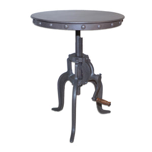 Homeroots 19" Gray Iron Height Adjustable Round End Table   493241