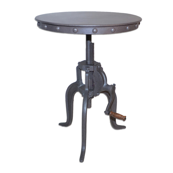 Homeroots 19" Gray Iron Height Adjustable Round End Table   493241