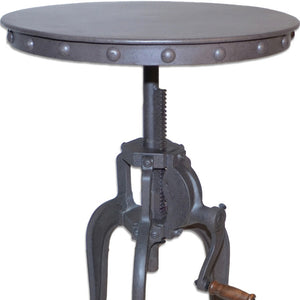 Homeroots 19" Gray Iron Height Adjustable Round End Table   493241