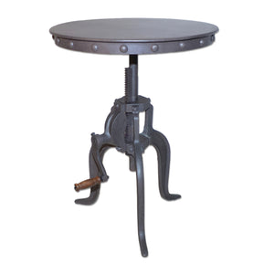 Homeroots 19" Gray Iron Height Adjustable Round End Table   493241